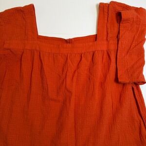 Madewell Crimson-Orange Square Neck Blouse